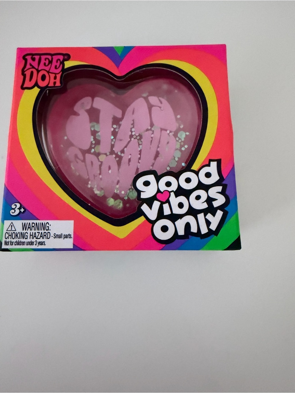 NeeDoh Good Vibes Only Pink Heart stay groovy new and authentic